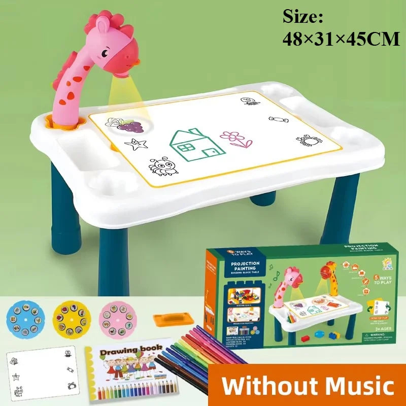 Kids LED Projector Drawing Table Set
