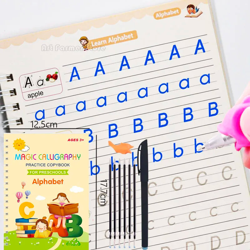 Reusable 3D Calligraphy & Number Practice Book for Kids