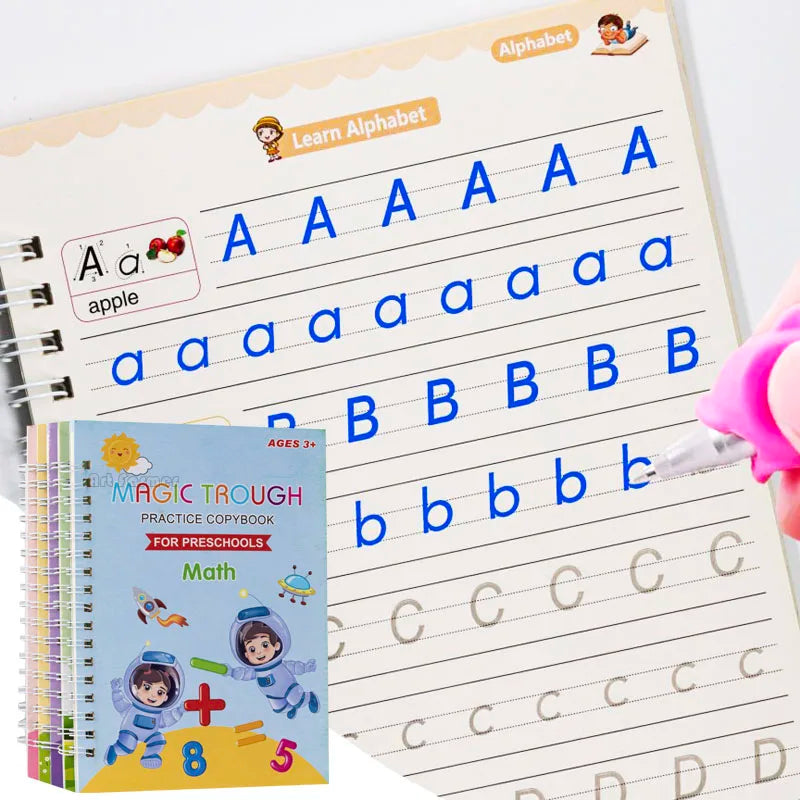 Reusable 3D Calligraphy & Number Practice Book for Kids