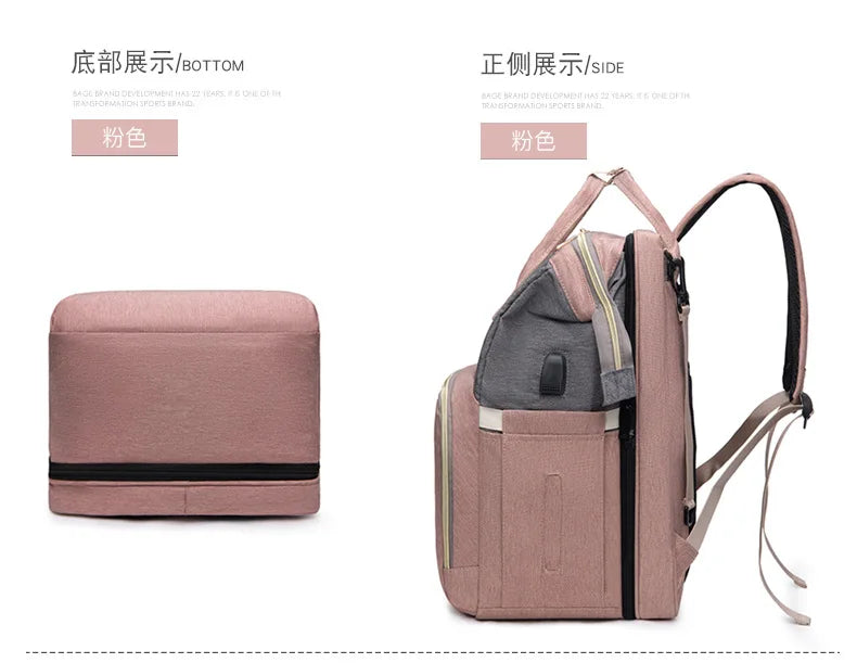 Folding Mommy Backpack with Built-In Crib