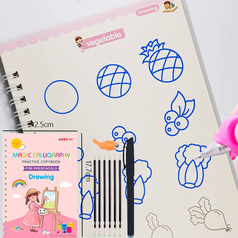 Reusable 3D Calligraphy & Number Practice Book for Kids