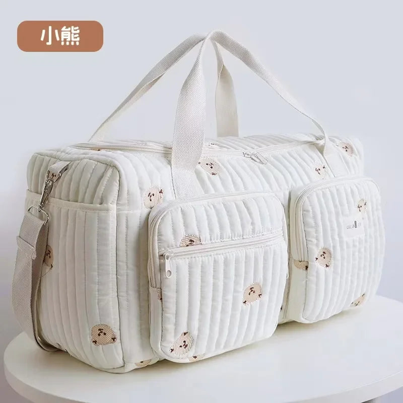 Cute Bear Embroidered Baby Diaper Bag
