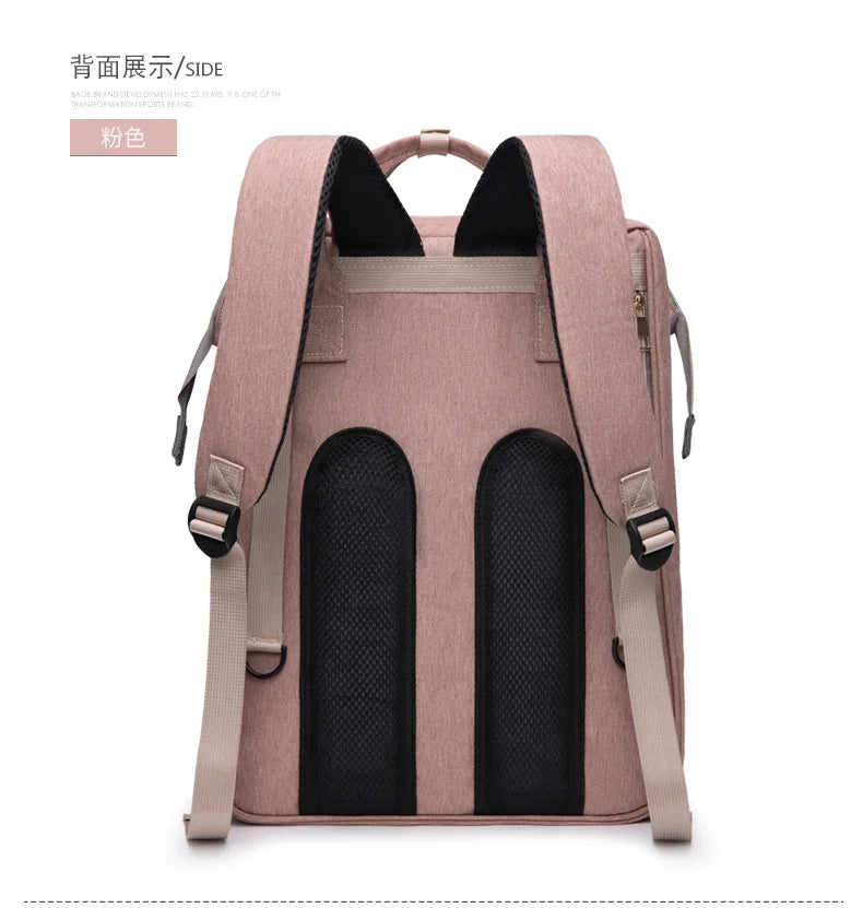 Folding Mommy Backpack with Built-In Crib