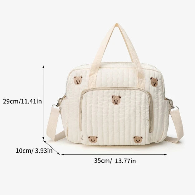 Cute Bear Embroidered Baby Diaper Bag