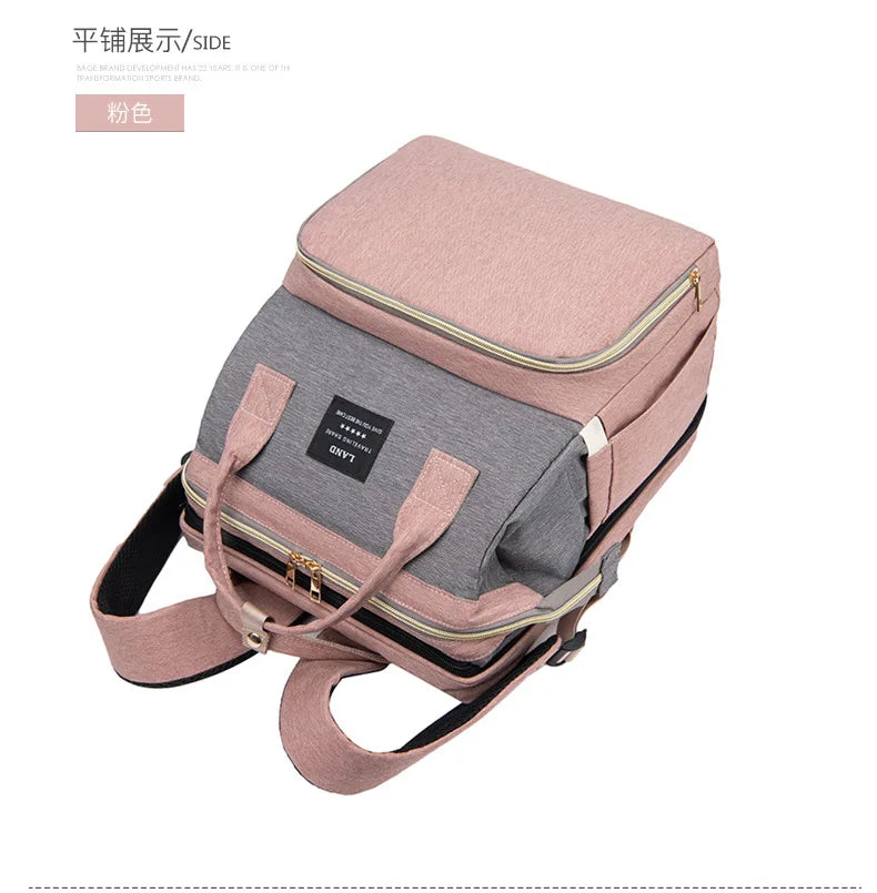 Folding Mommy Backpack with Built-In Crib