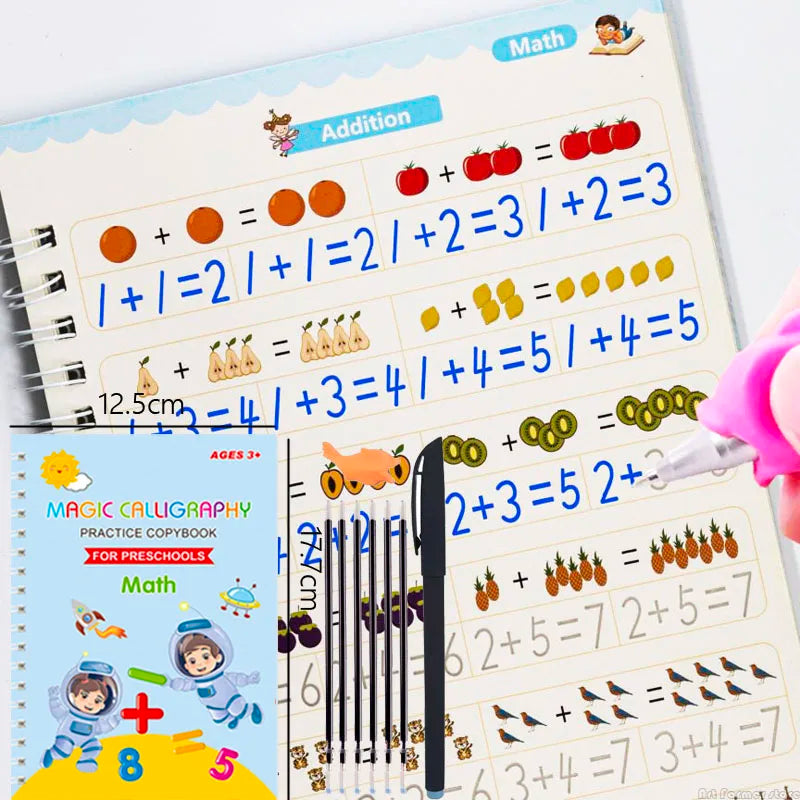 Reusable 3D Calligraphy & Number Practice Book for Kids