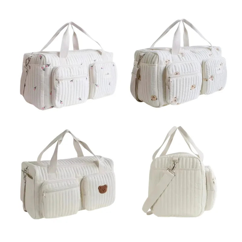 Cute Bear Embroidered Baby Diaper Bag