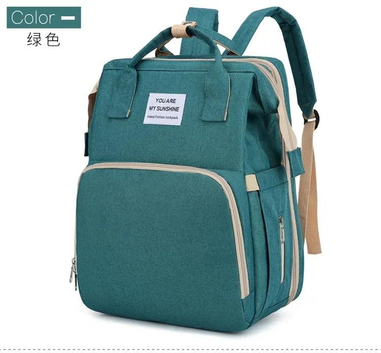 Folding Mommy Backpack with Built-In Crib