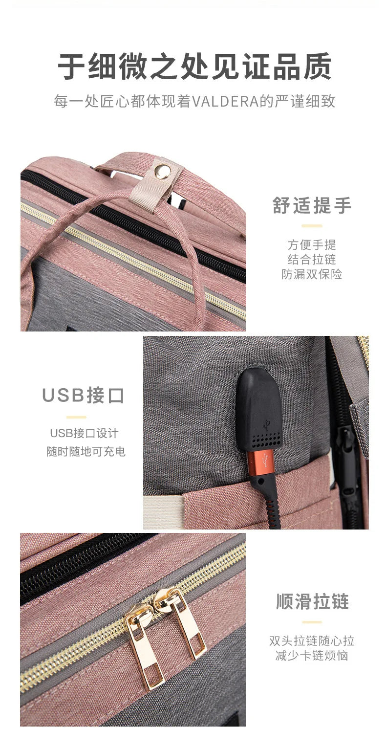 Folding Mommy Backpack with Built-In Crib